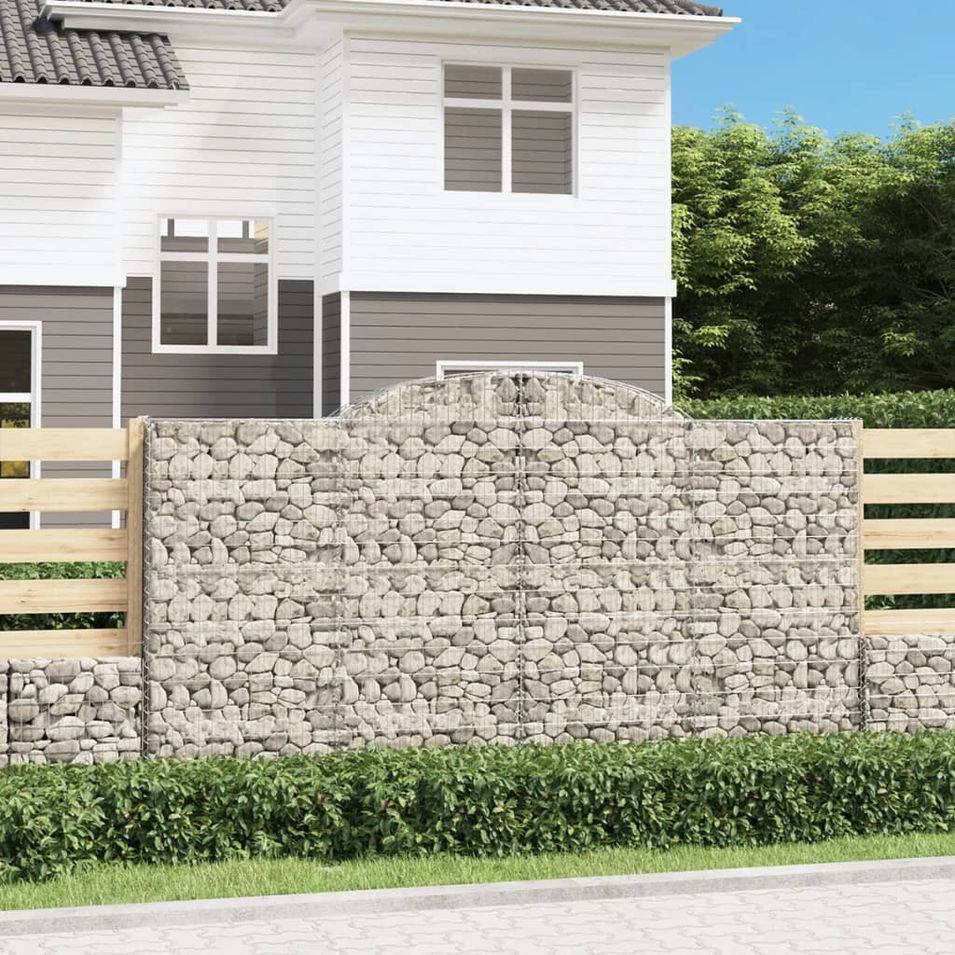 Paniers à gabions arqués 2 pcs 300x30x160/180 cm fer galvanisé - Photo n°1