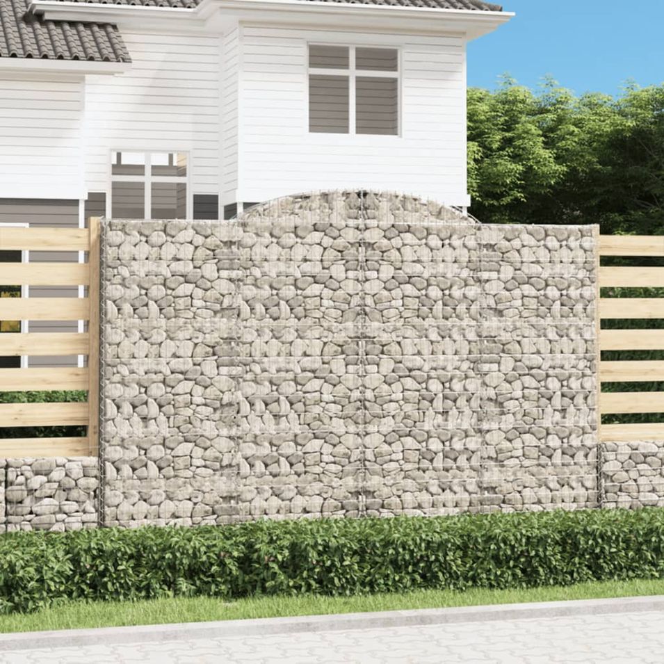 Paniers à gabions arqués 2 pcs 300x30x200/220 cm fer galvanisé - Photo n°1