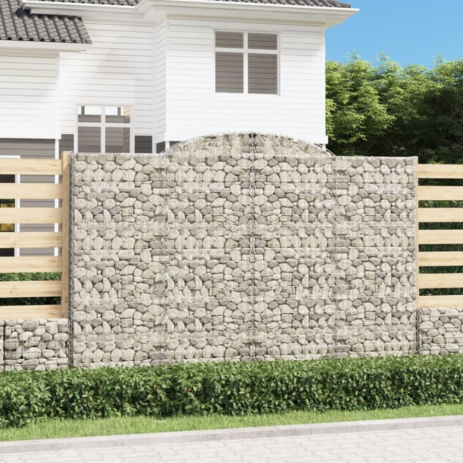 Paniers à gabions arqués 4 pcs 300x30x200/220 cm fer galvanisé - Photo n°1