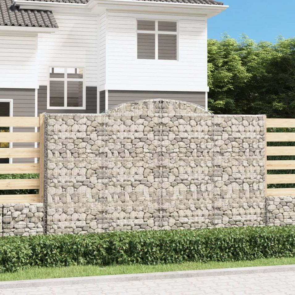 Paniers à gabions arqués 4 pcs 300x50x180/200 cm fer galvanisé - Photo n°1