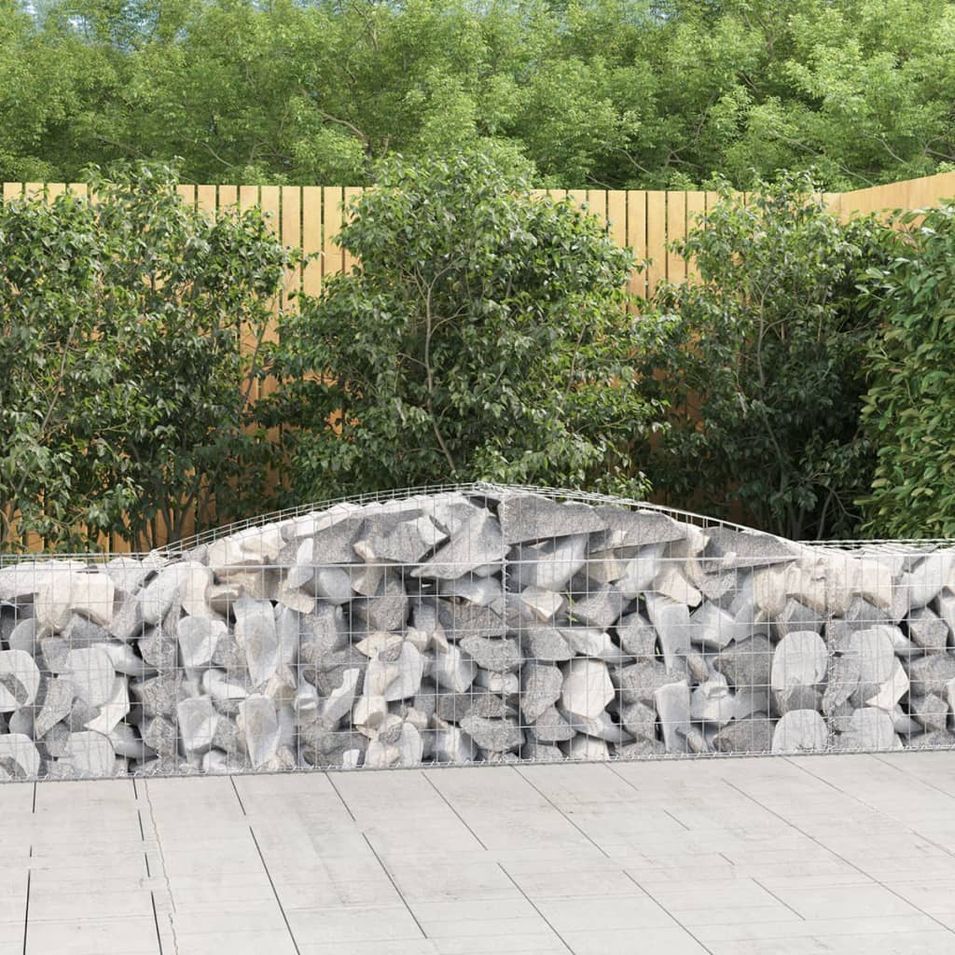 Paniers à gabions arqués 6 pcs 400x50x60/80 cm Fer galvanisé - Photo n°1