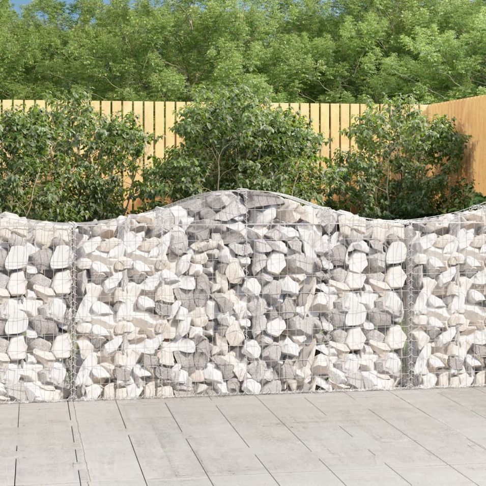 Paniers à gabions arqués 7 pcs 200x30x100/120 cm Fer galvanisé - Photo n°1