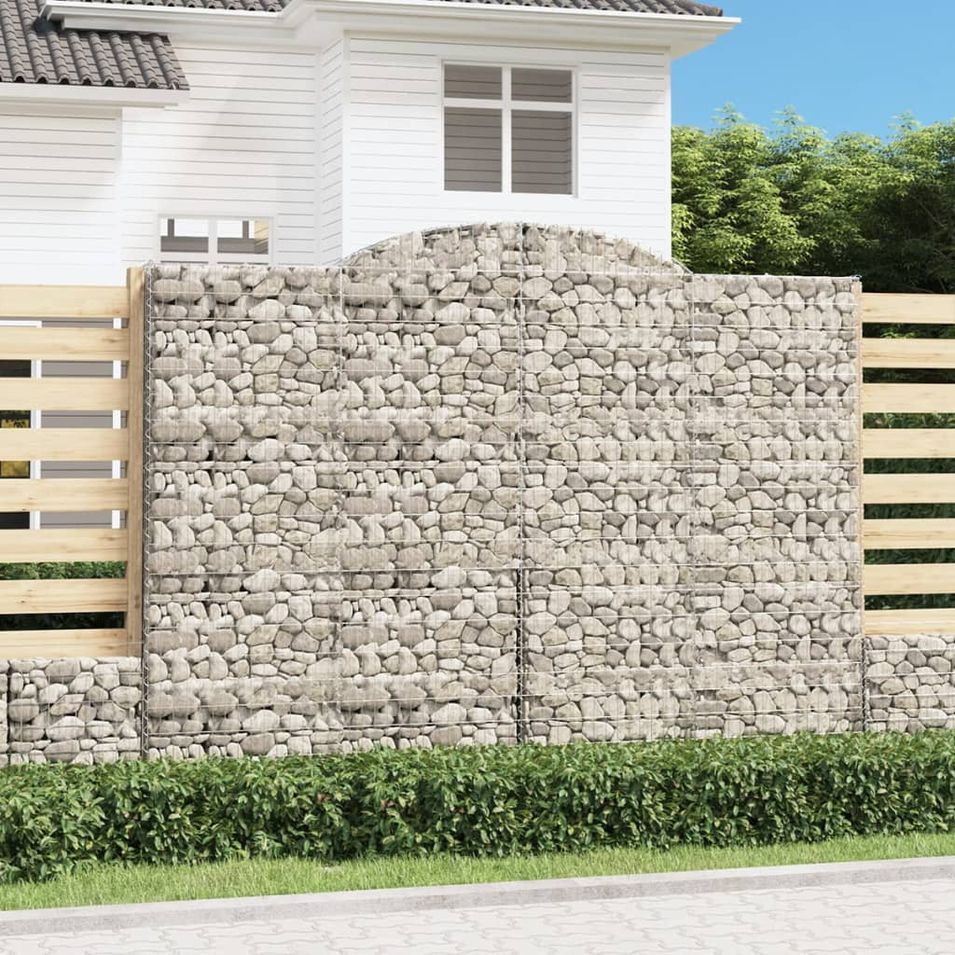 Paniers à gabions arqués 9 pcs 300x50x220/240 cm fer galvanisé - Photo n°1