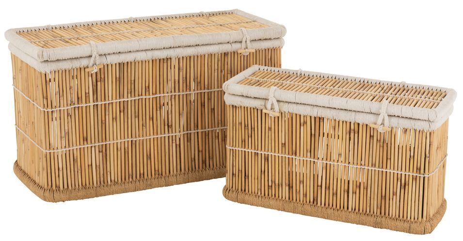 Paniers de rangement rectangle bambou naturel Junia - Lot de 2 - Photo n°1