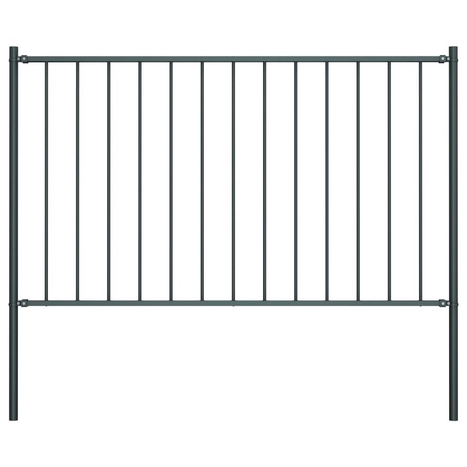 Panneau clôture poteau Acier enduit poudre 1,7x1,25m Anthracite - Photo n°1