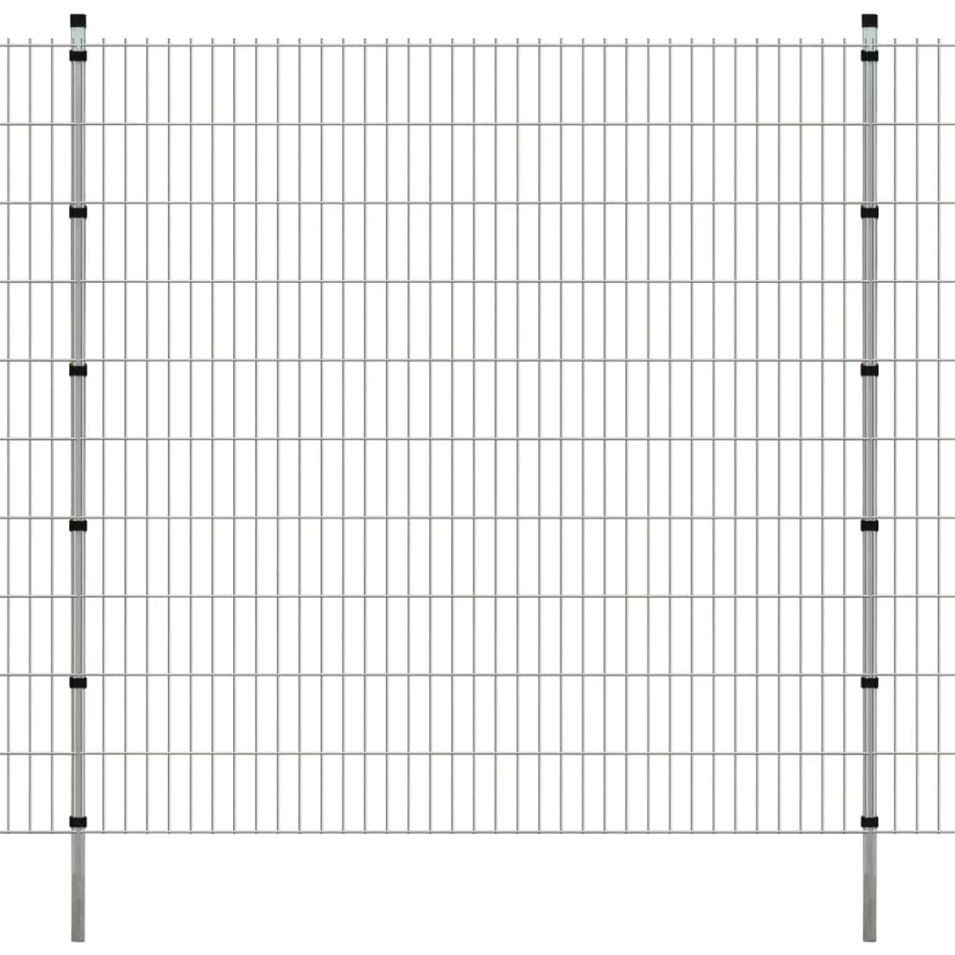 Panneau de clôture 2D de jardin+poteaux 2008x2030mm 2m Argenté - Photo n°1