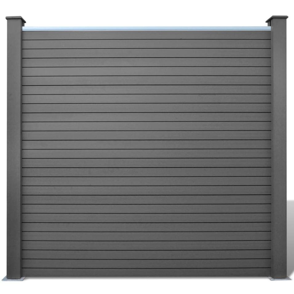 Panneau de clôture avec 2 poteaux WPC 185x185 cm Gris - Photo n°1