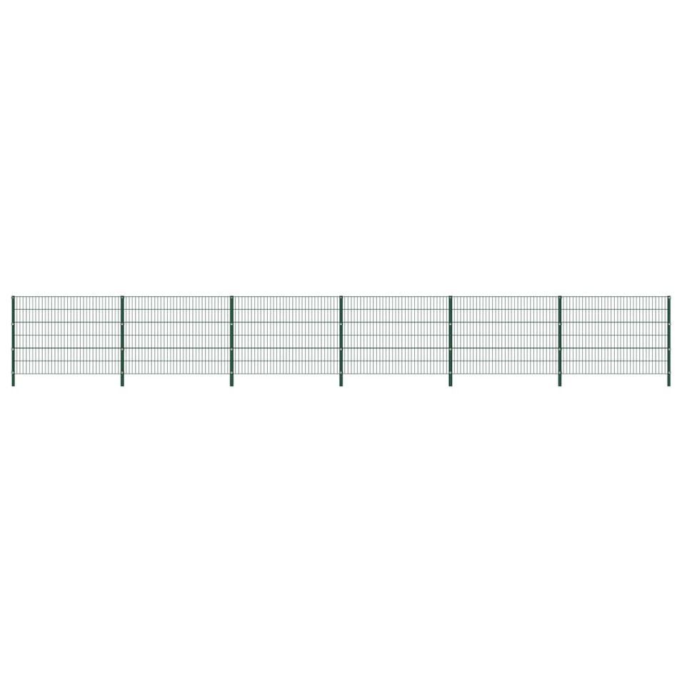 Panneau de clôture avec poteaux Fer 10,2 x 1,2 m Vert - Photo n°1