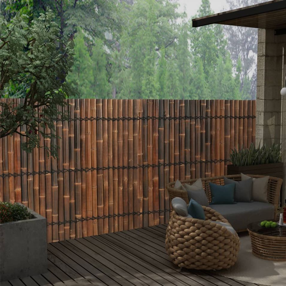 Panneau de clôture de jardin Bambou 170x150 cm Marron foncé - Photo n°1