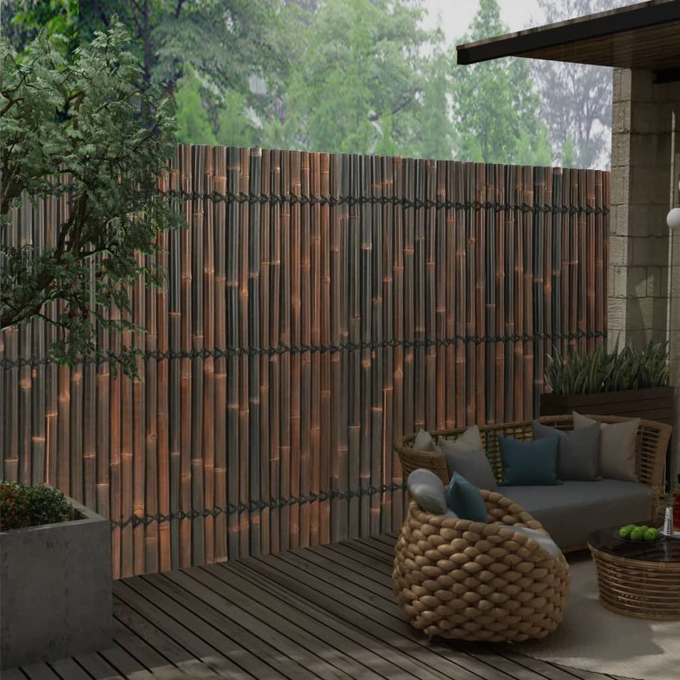 Panneau de clôture de jardin Bambou 170x170 cm Marron foncé - Photo n°1