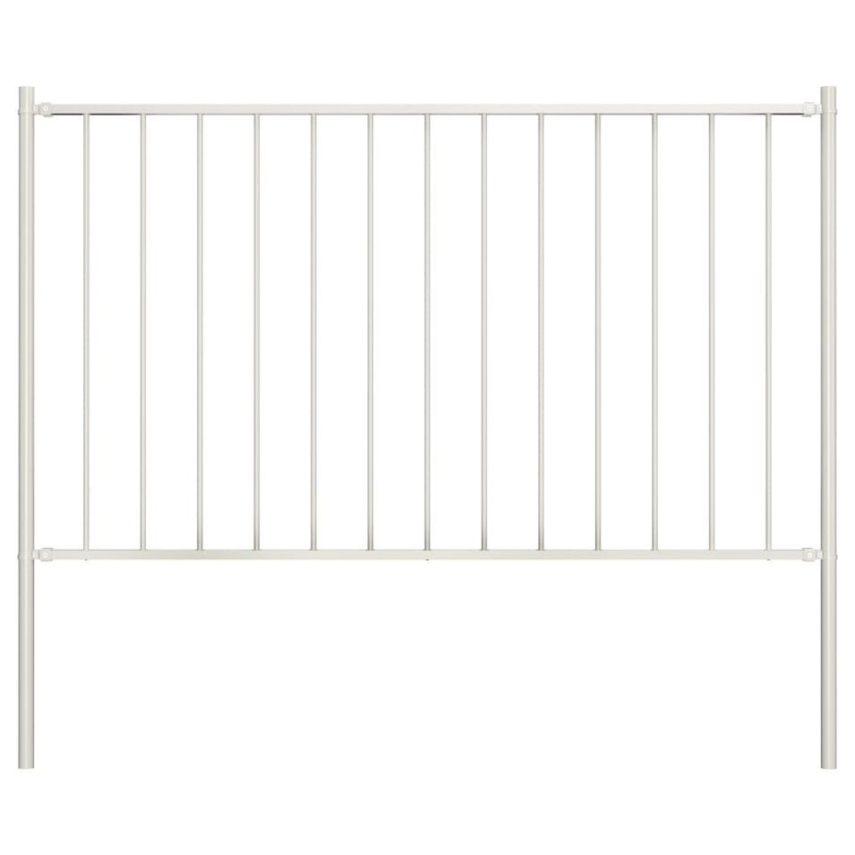 Panneau de clôture poteau Acier enduit poudre 1,7x1,25 m Blanc - Photo n°1