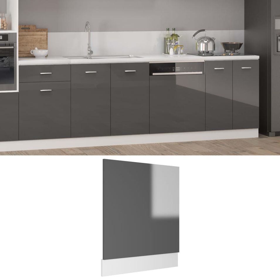 Panneau de lave-vaisselle Gris brillant 59,5x3x67 cm - Photo n°1