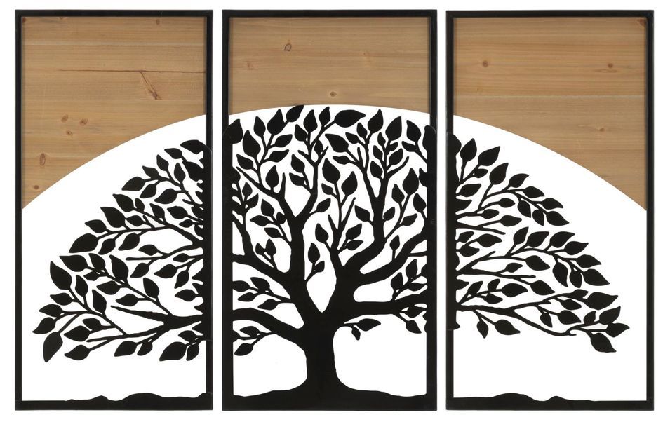 Panneau mural arc en fer et bois ensemble de 3 pièces cm 105x2x70 (35x2x70) - Photo n°1