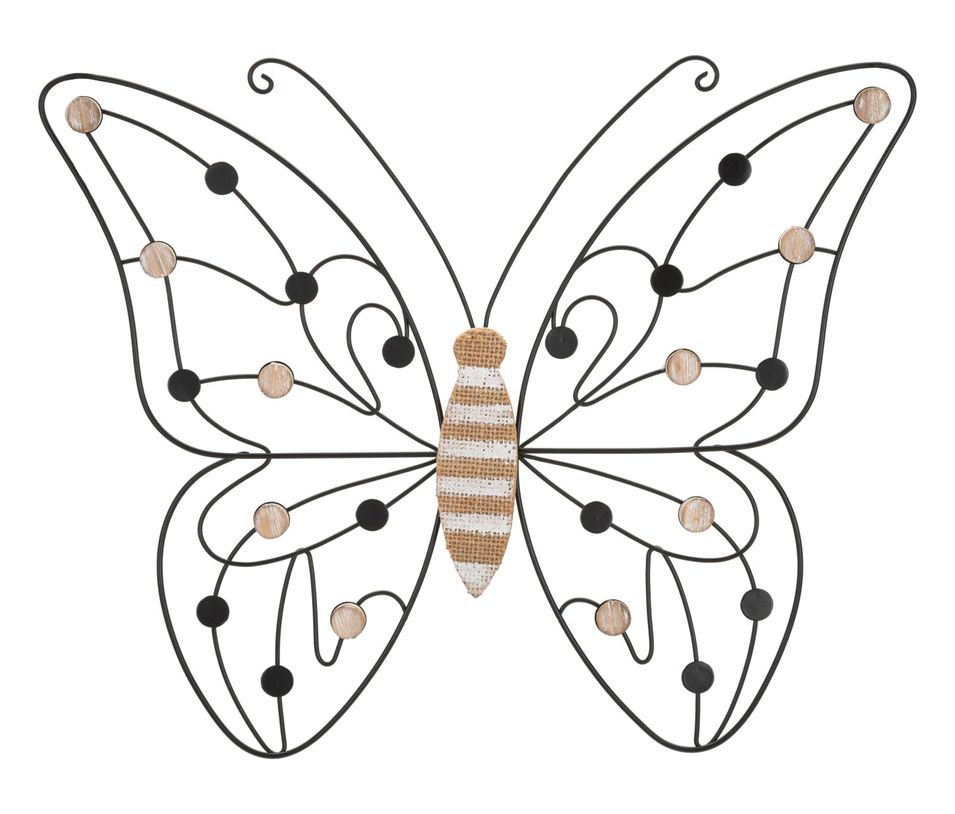 Panneau mural en fer/bois papillon cm 39,5 x 1,5 x 33,5 min 2 - Photo n°1
