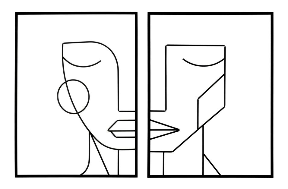 Panneau mural en fer tribal simple, ensemble de 2 pièces, 60 x 1 x 80 cm - Photo n°1