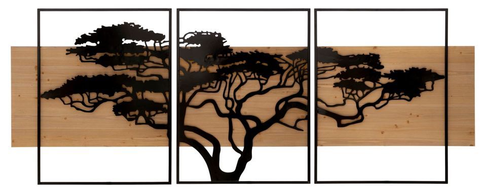 Panneau mural lagos fer et bois ensemble de 3 pièces cm 204x2x80 (72x2x80-60x2x80) - Photo n°1
