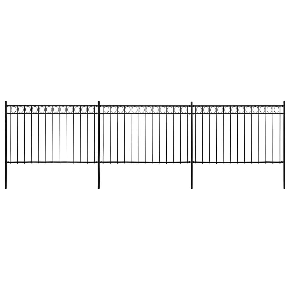Panneaux de clôture avec poteaux Acier 6x2 m Noir - Photo n°1