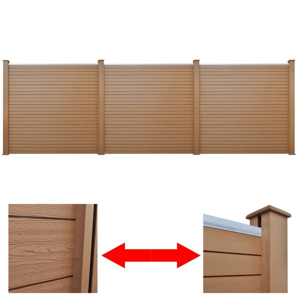 Panneaux de clôture de jardin 3 pcs WPC 538 cm Marron - Photo n°1