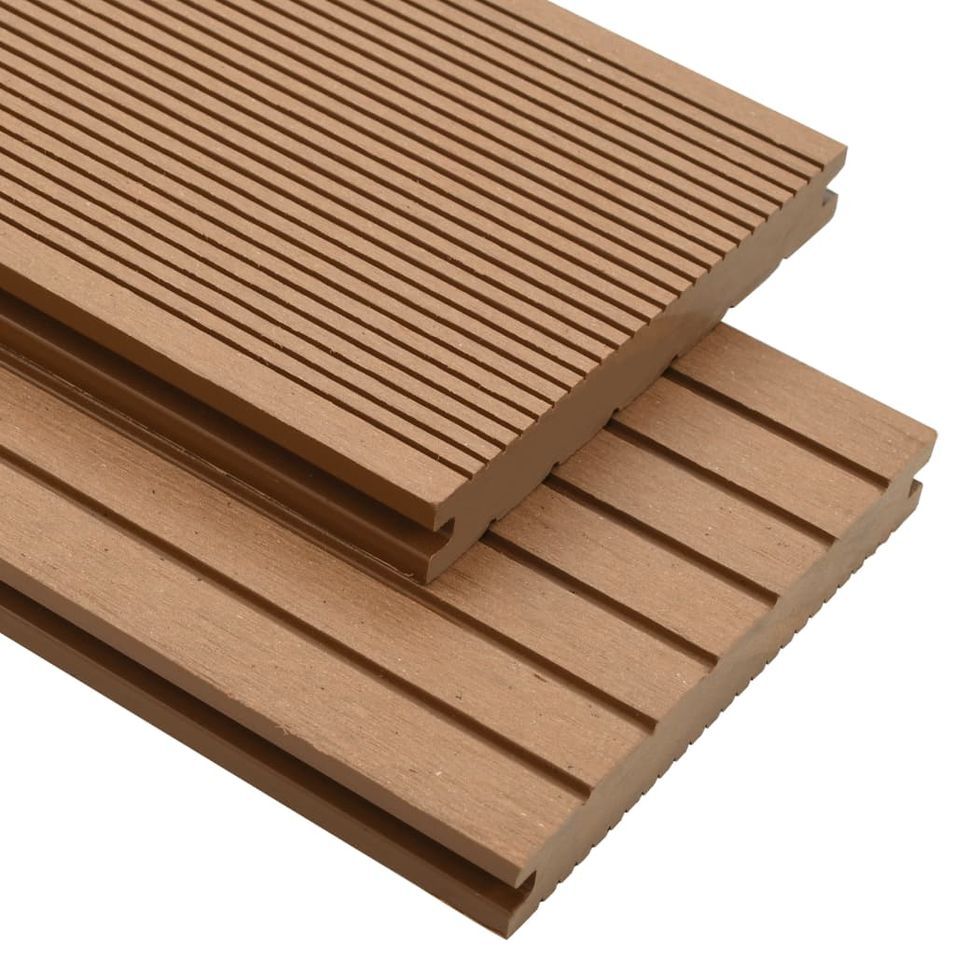 Panneaux de terrasse solides et accessoires WPC 16m² 2,2 m Teck - Photo n°1
