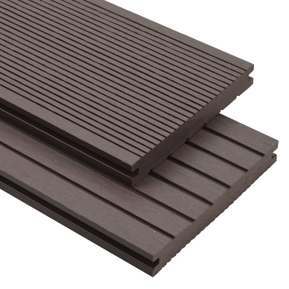 Panneaux de terrasse solides WPC 10 m² 4 m Marron foncé - Photo n°1