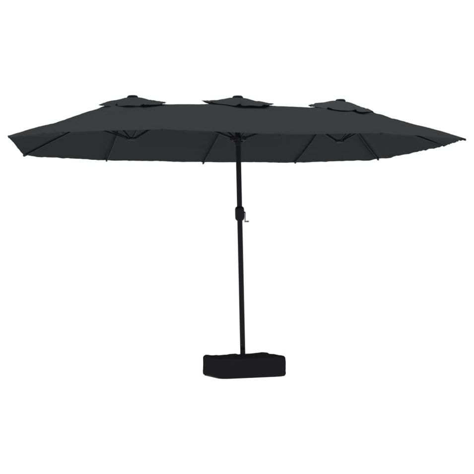 Parasol à double tête avec LED noir 449x245 cm - Photo n°1