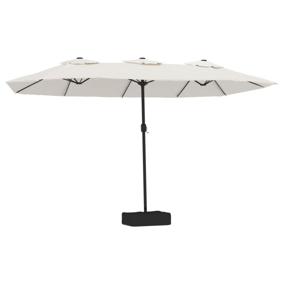 Parasol à double tête blanc sable 449x245 cm - Photo n°1