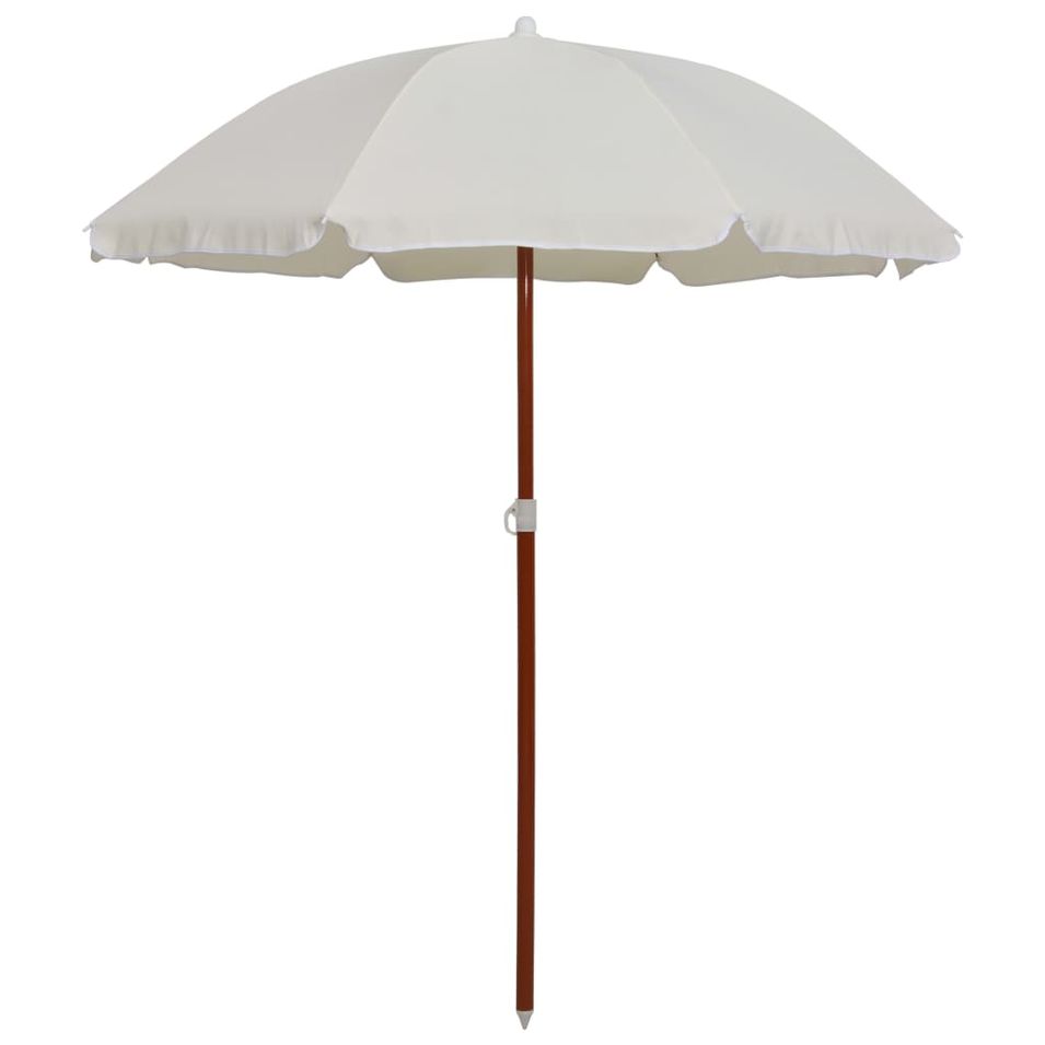 Parasol avec mât en acier 180 cm Sable - Photo n°1