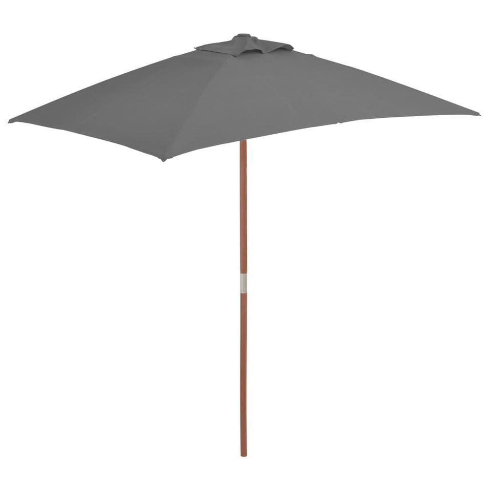 Parasol avec mât en bois 150 x 200 cm Anthracite - Photo n°1