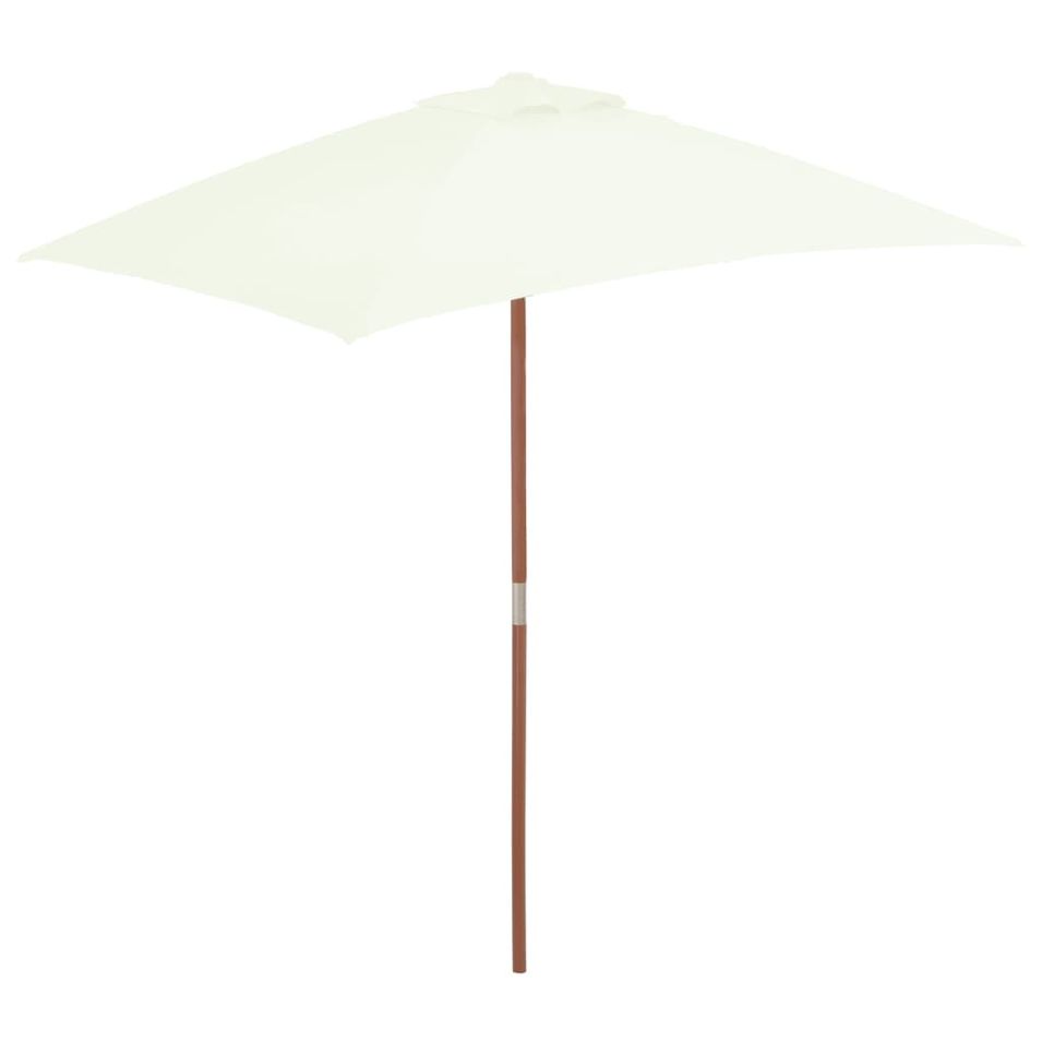 Parasol avec mât en bois 150 x 200 cm Sable - Photo n°1