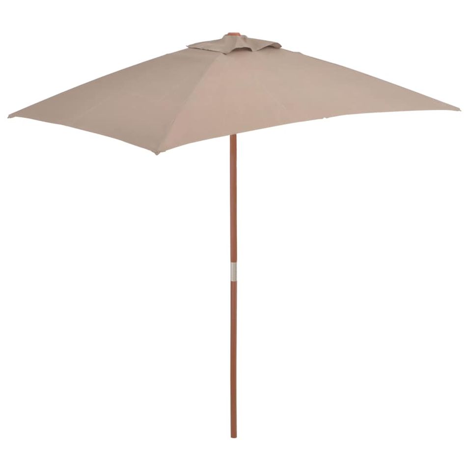 Parasol avec mât en bois 150 x 200 cm Taupe - Photo n°1