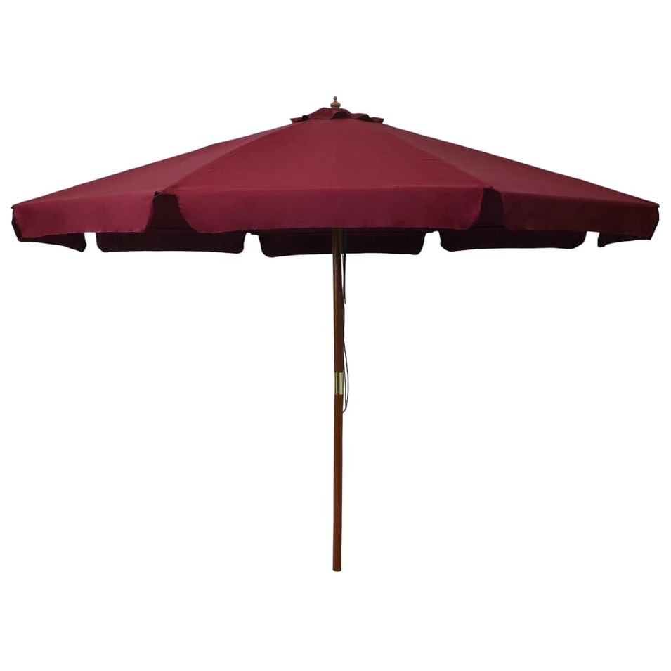 Parasol avec mât en bois 330 cm Bordeaux - Photo n°1