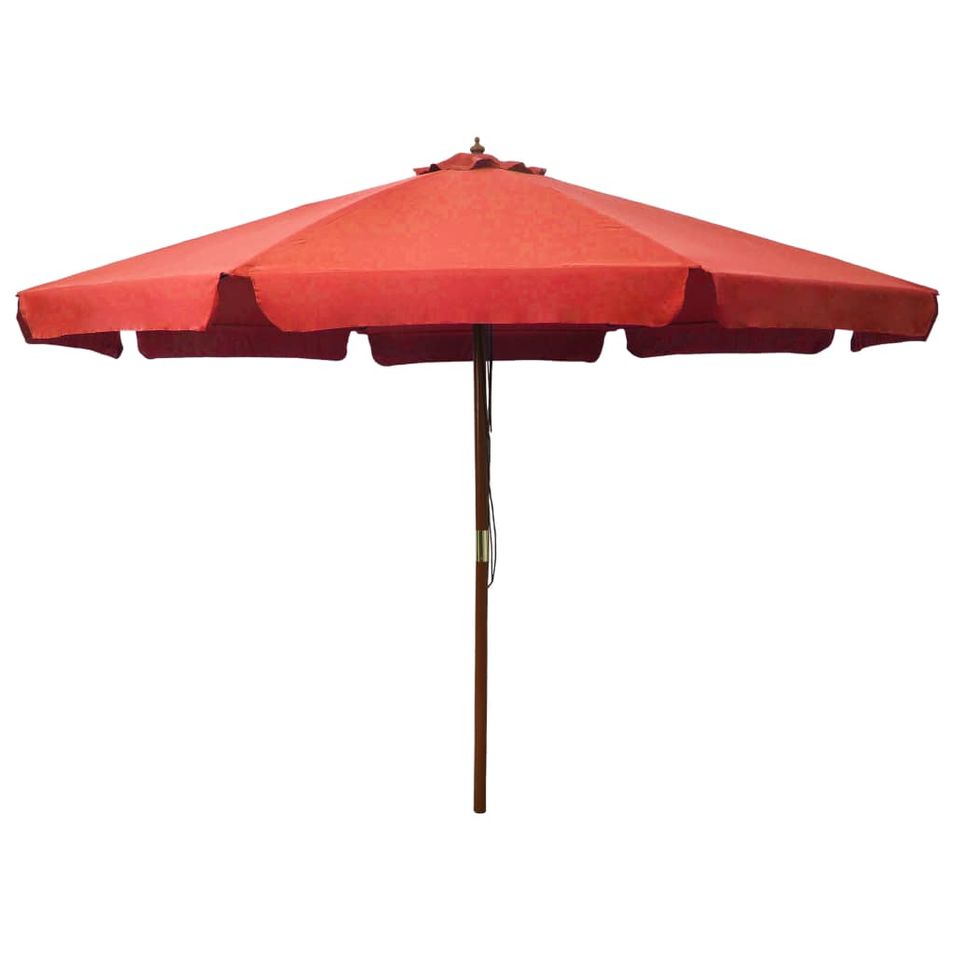 Parasol avec mât en bois 330 cm Terre cuite - Photo n°1