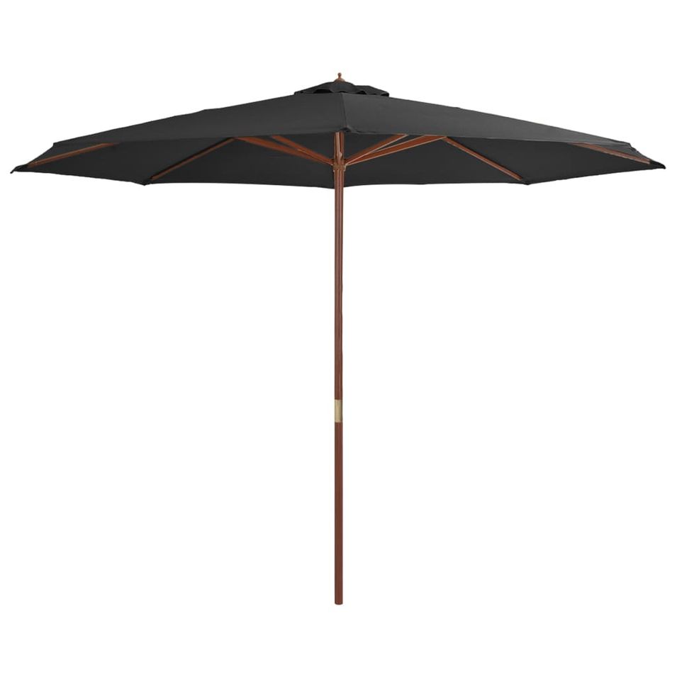 Parasol avec mât en bois 350 cm Anthracite - Photo n°1