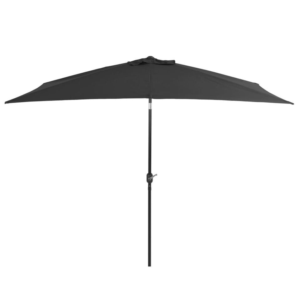 Parasol avec mât en métal 300 x 200 cm Anthracite - Photo n°1