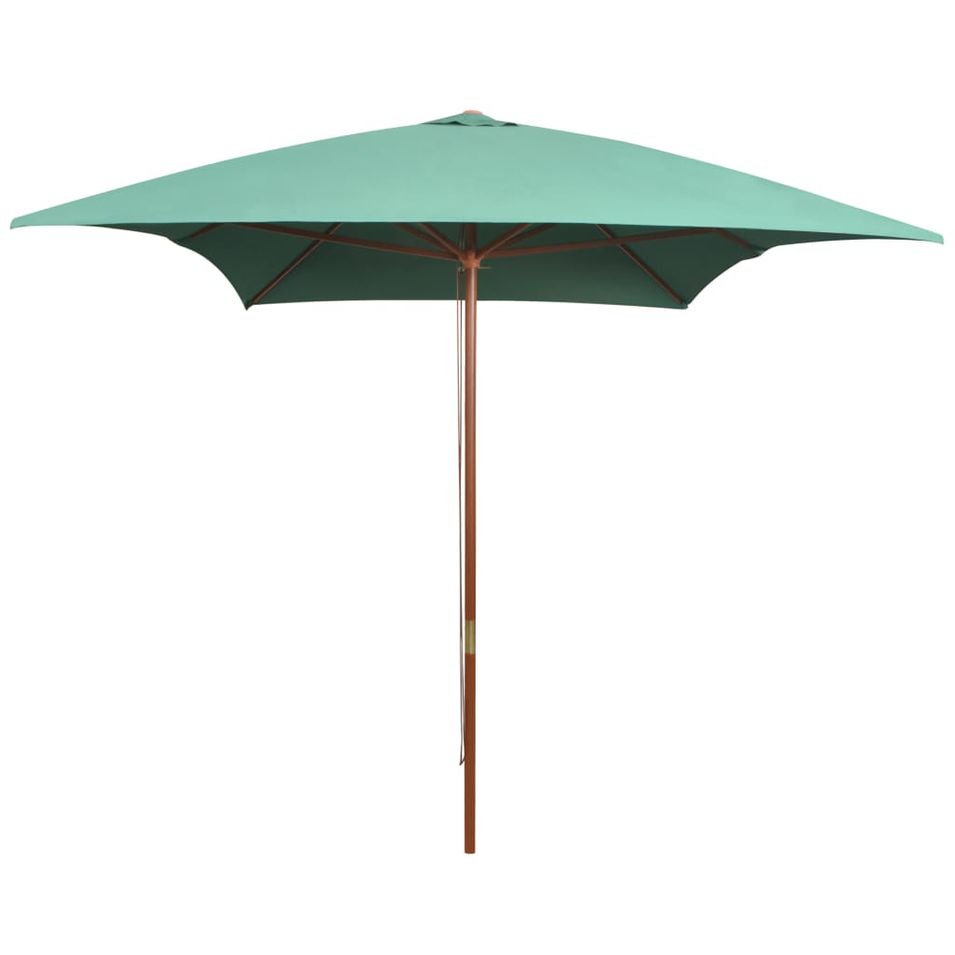 Parasol avec poteau en bois 200 x 300 cm Vert - Photo n°1
