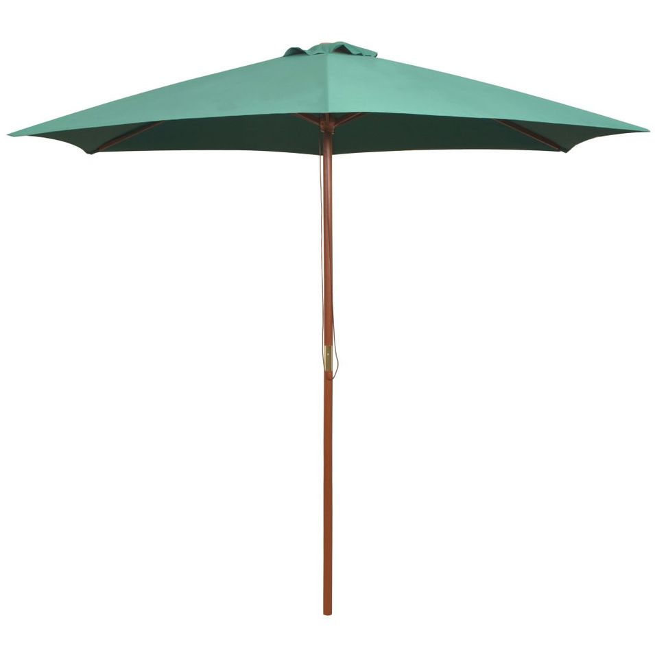 Parasol avec poteau en bois 270 x 270 cm Vert - Photo n°1