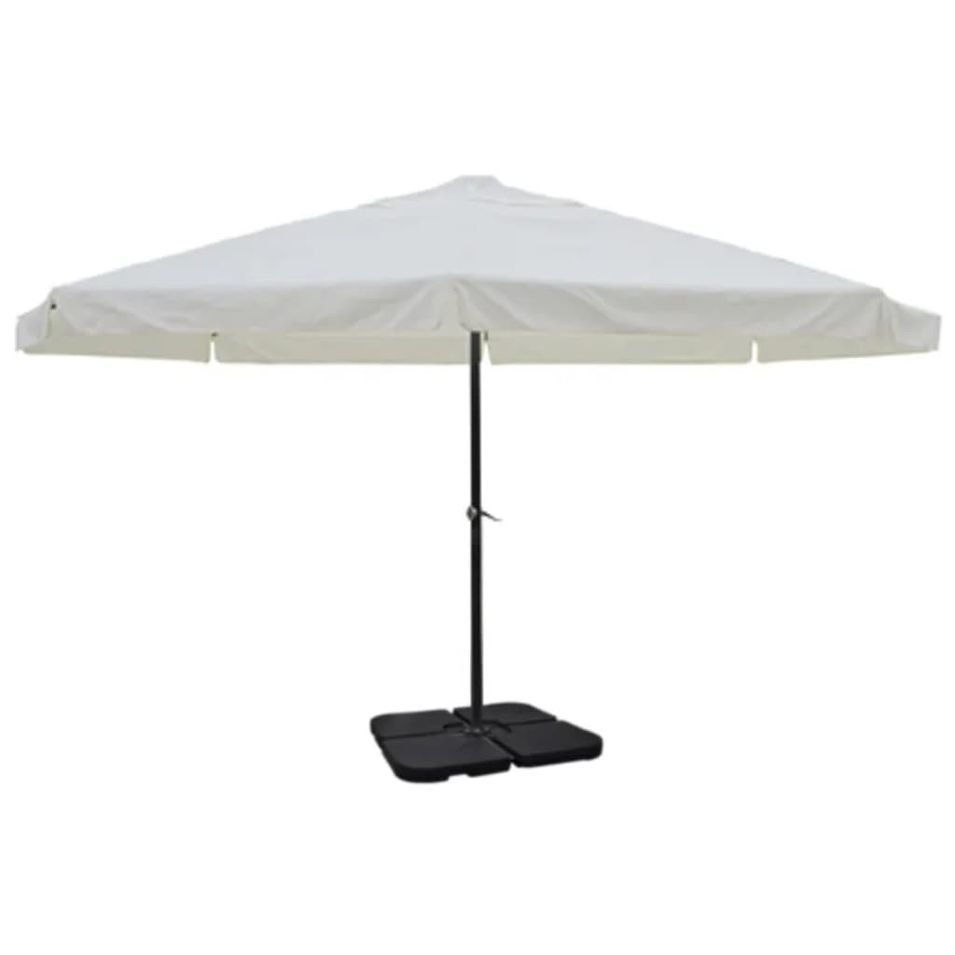 Parasol blanc en aluminium avec base mobile - Photo n°1