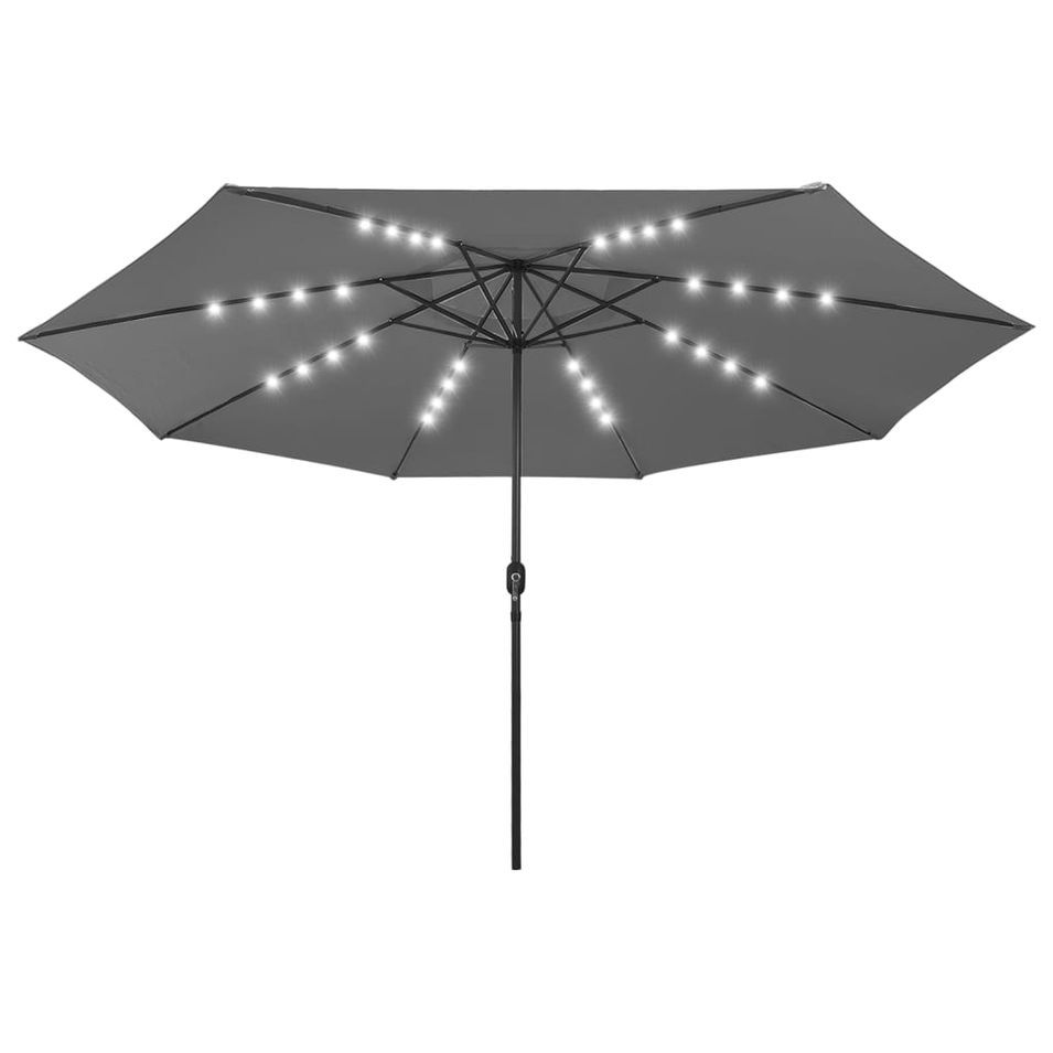 Parasol d'extérieur avec LED et mât en métal 400 cm Anthracite - Photo n°1