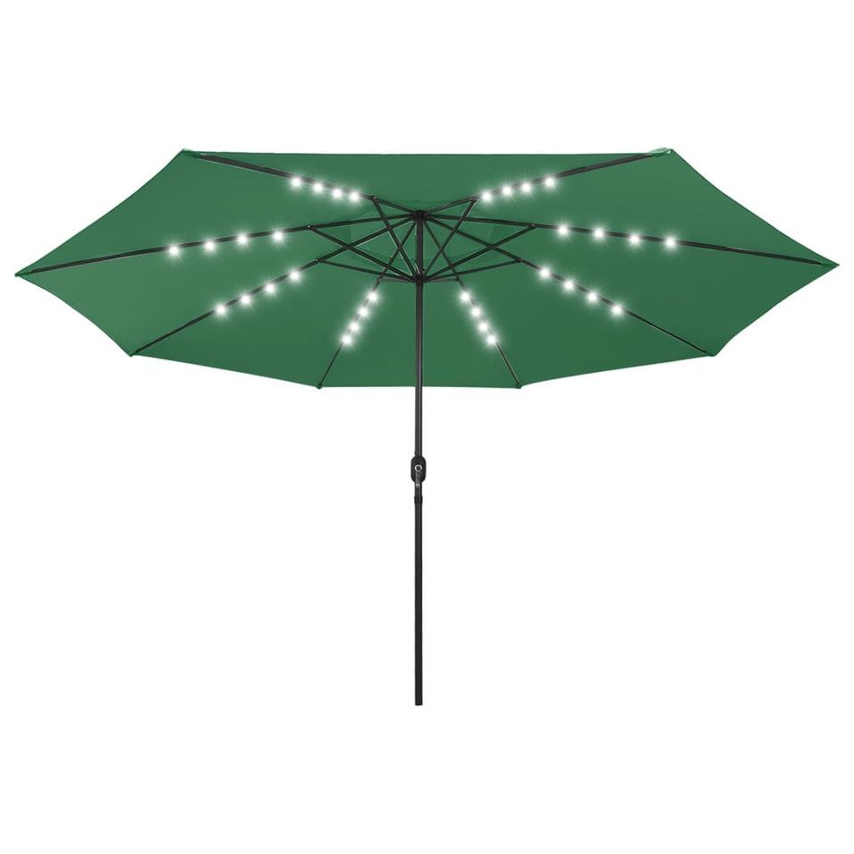 Parasol d'extérieur avec LED et mât en métal 400 cm Vert - Photo n°1