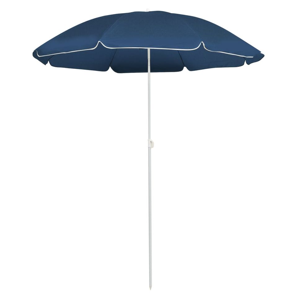 Parasol d'extérieur avec mât en acier Bleu 180 cm 2 - Photo n°1