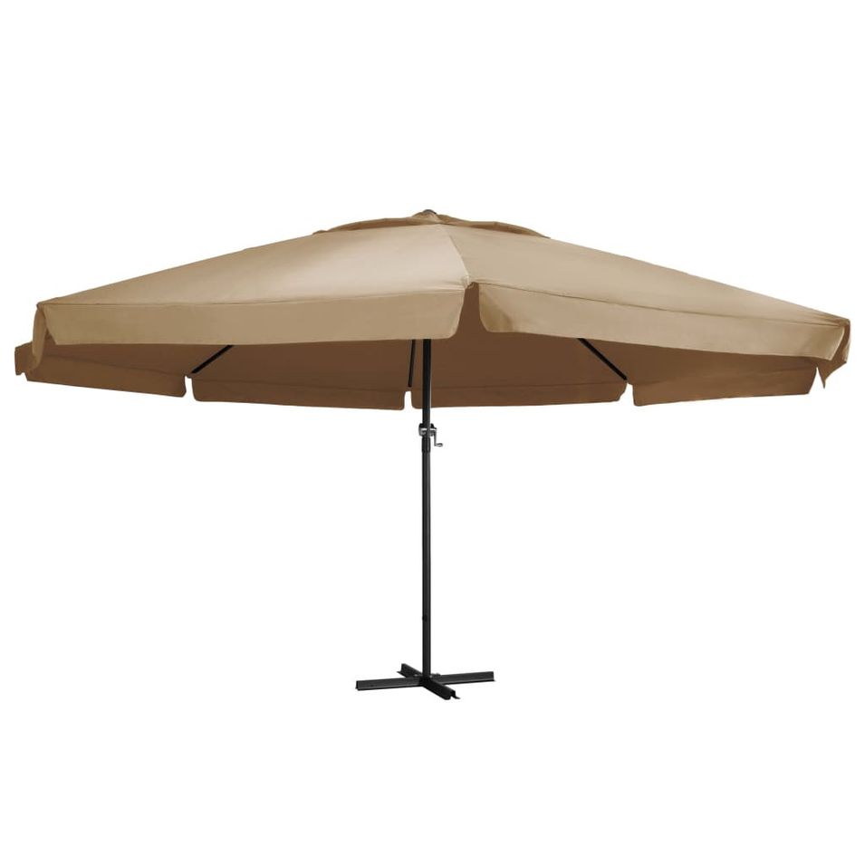 Parasol d'extérieur avec mât en aluminium 600 cm Taupe - Photo n°1