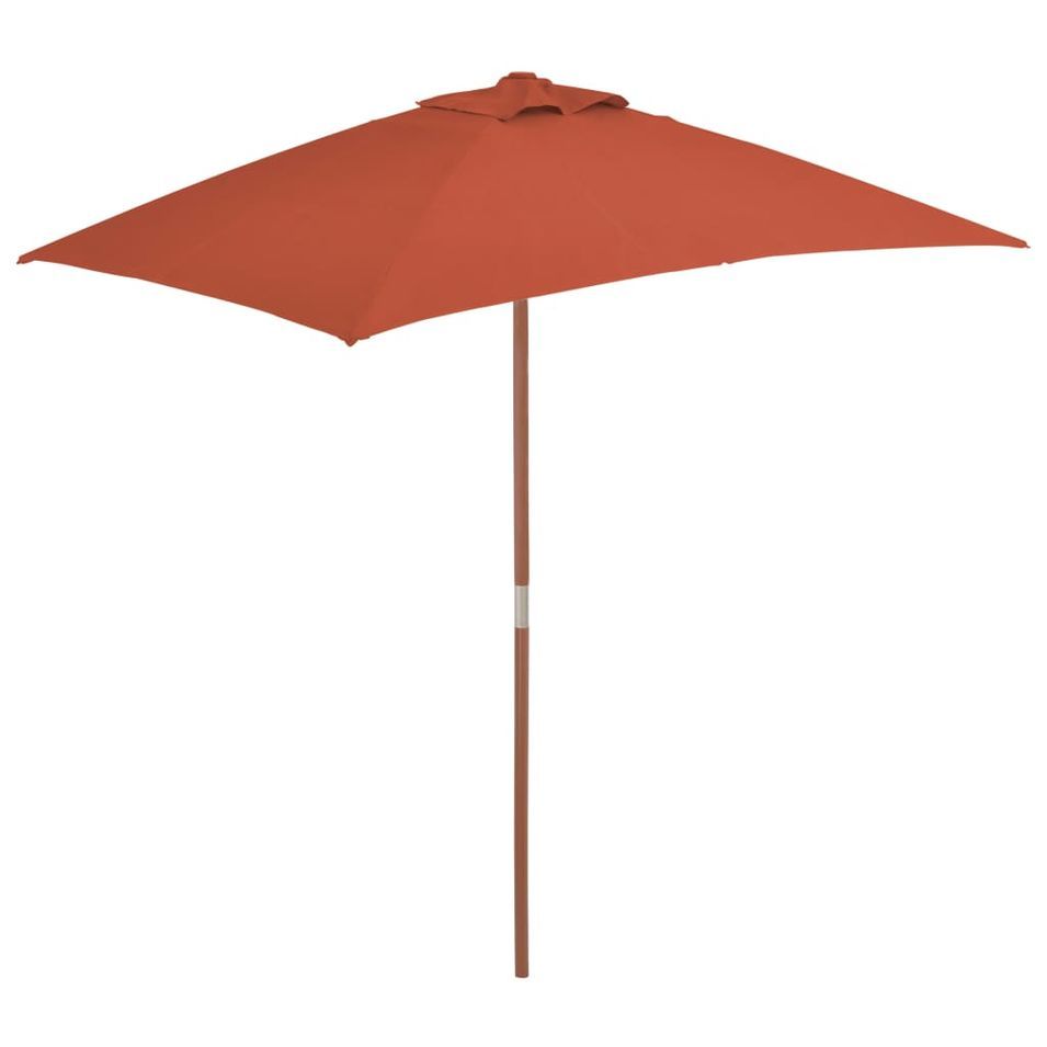 Parasol d'extérieur avec mât en bois 150 x 200 cm Terre cuite - Photo n°1