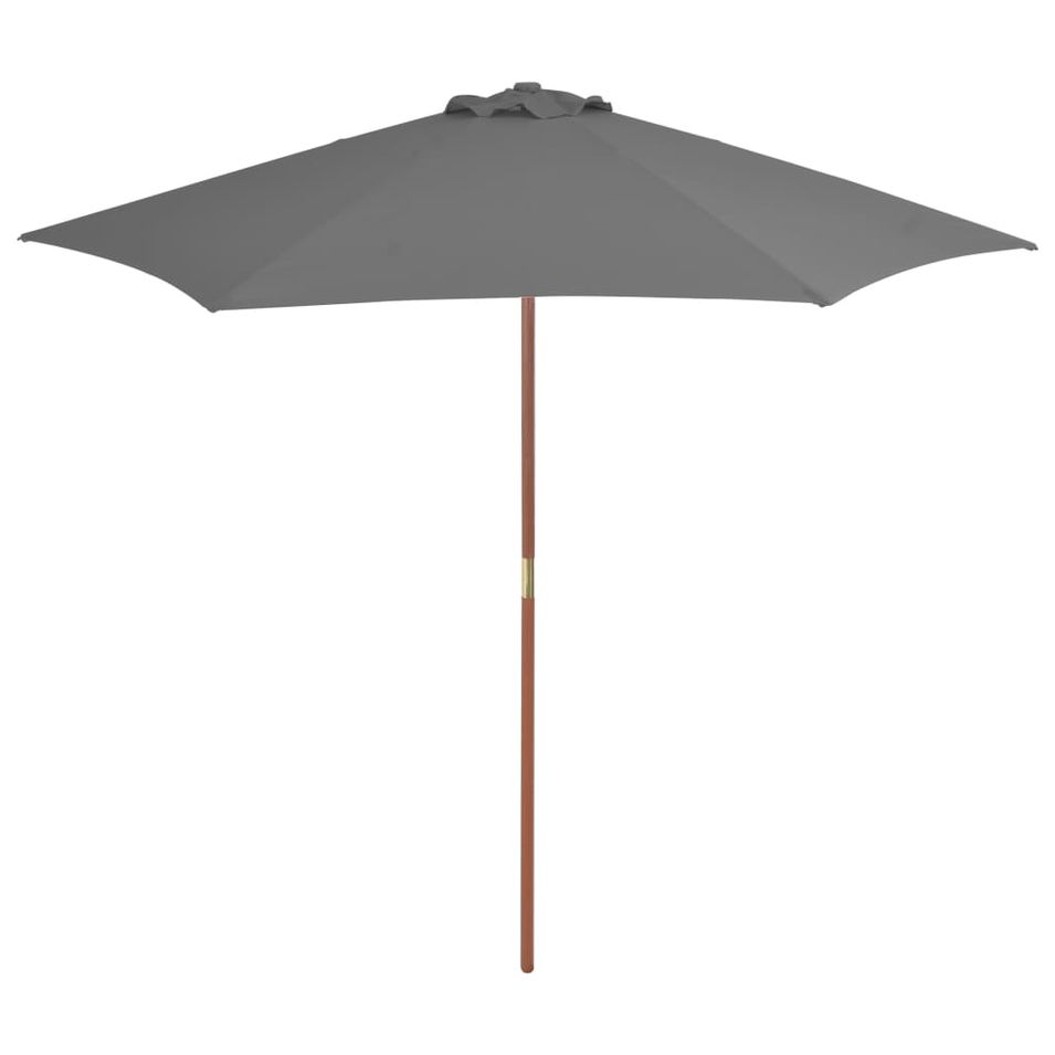 Parasol d'extérieur avec mât en bois 270 cm Anthracite - Photo n°1
