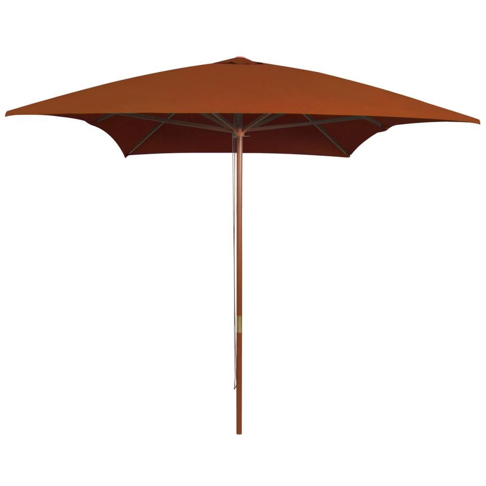 Parasol d'extérieur avec mât en bois Terre cuite 200x300 cm - Photo n°1