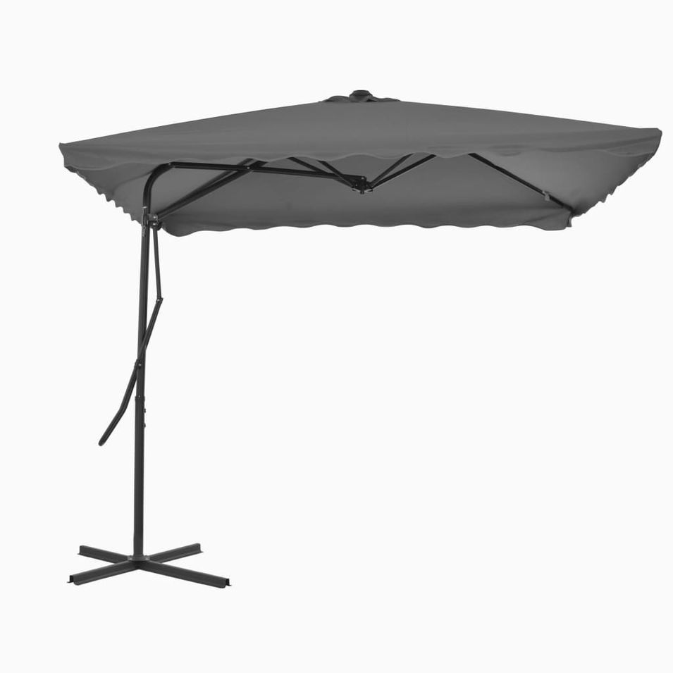 Parasol d'extérieur déporté avec mât en acier 250 x 250 cm Anthracite - Photo n°1