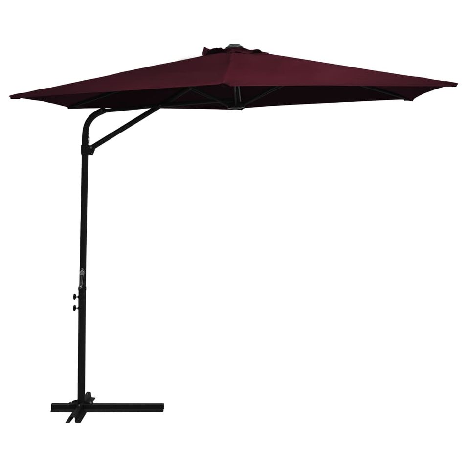 Parasol d'extérieur déporté avec mât en acier 300 cm Rouge bordeaux - Photo n°1