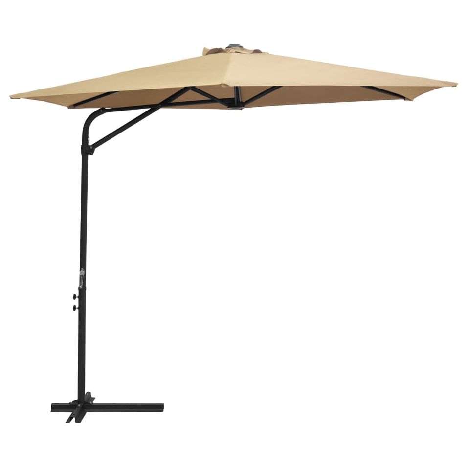 Parasol d'extérieur déporté avec mât en acier 300 cm Taupe - Photo n°1