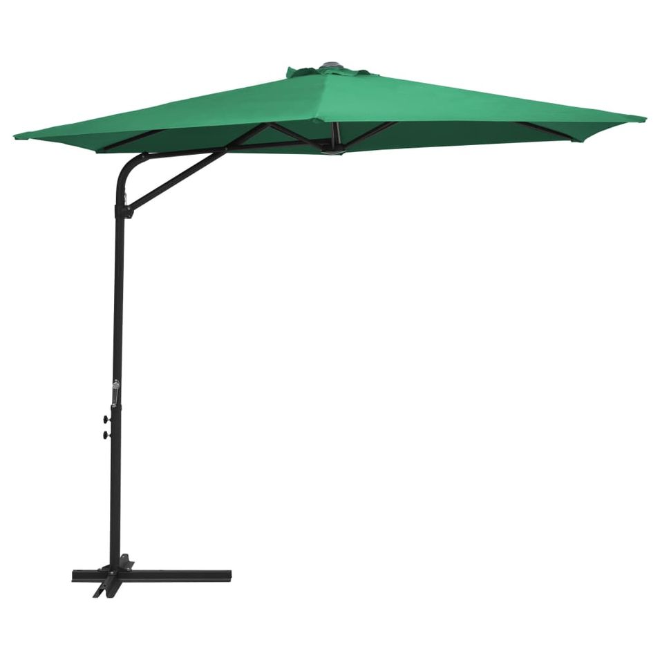 Parasol d'extérieur déporté avec mât en acier 300 cm Vert 2 - Photo n°1