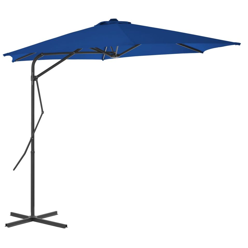 Parasol d'extérieur déporté avec mât en acier Bleu 300x230 cm - Photo n°1