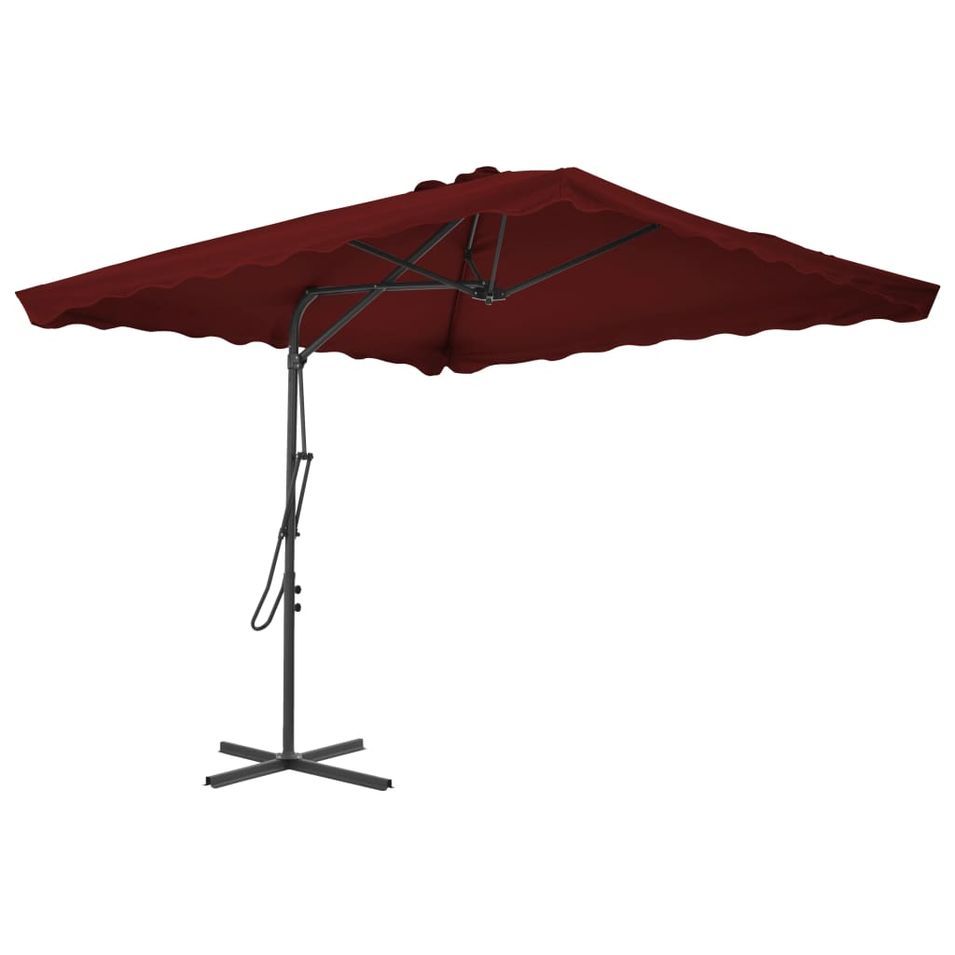 Parasol d'extérieur déporté avec mât en acier Bordeaux 250x250x230 cm - Photo n°1